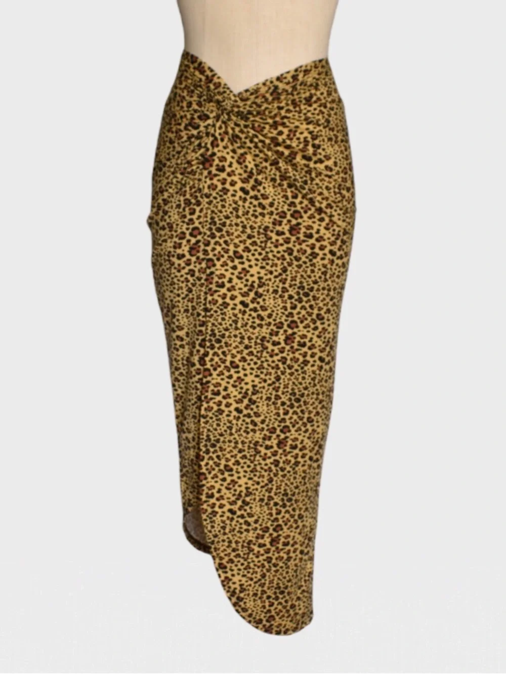 Shein Leopard Print Twist Front Midi‎ Skirt